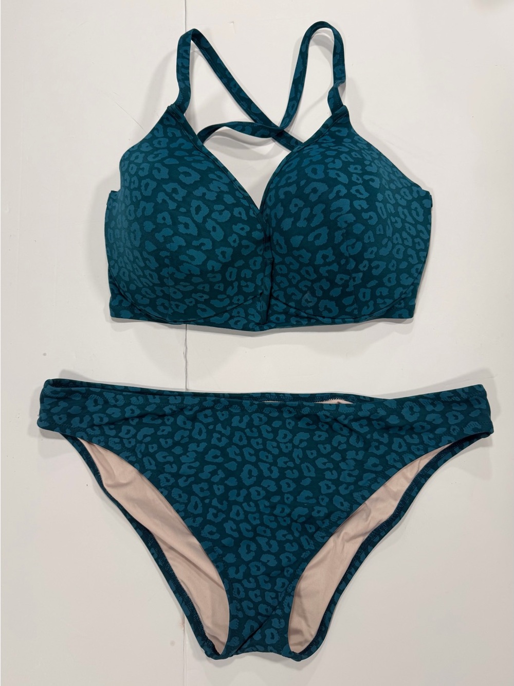 Shade & Shore Teal Leopard Print Bikini Set